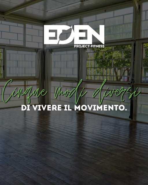 Sala di Eden Project Fitness con il marchio e la frase Cinque modi diversi di vivere il movimento