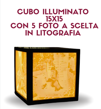Cubo illuminato con foto